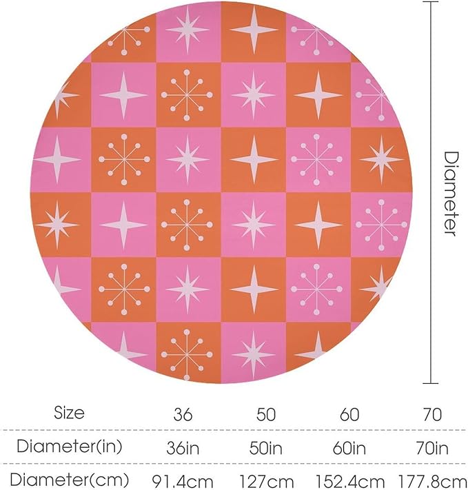 Mid Century Modern Round Tablecloth, Vintage Abstract Colorful Geometrics Modern Print Tablecloth for Home Party Dining Room Kitchen Decor 36Inch(90cm)