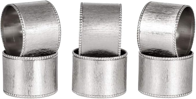 ALPHA Living HOME Silver Napkin Rings Set of 12 Premium, 100% Metal Rust-Resistant Décor - Handcrafted French-Style Metal Holders 2" for Thanksgiving, Christmas, Parties & Everyday Dining