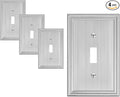 4-Pack Single Toggle Light Switch Cover Plate, Durable Solid Zinc Alloy Decorative Switch Plate Covers, Brushed Nickel 1 Gang Wall Plate, Corrosion Resistant