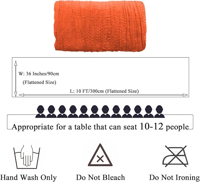 Orange Cheesecloth Table Runner Wedding Gauze Table Runner Rectangle 10FT Fall Table Cloth Burnt Orange Cheese Cloths Halloween Cheesecloth Table Runners for Thanksgiving Day Birthday Decoration
