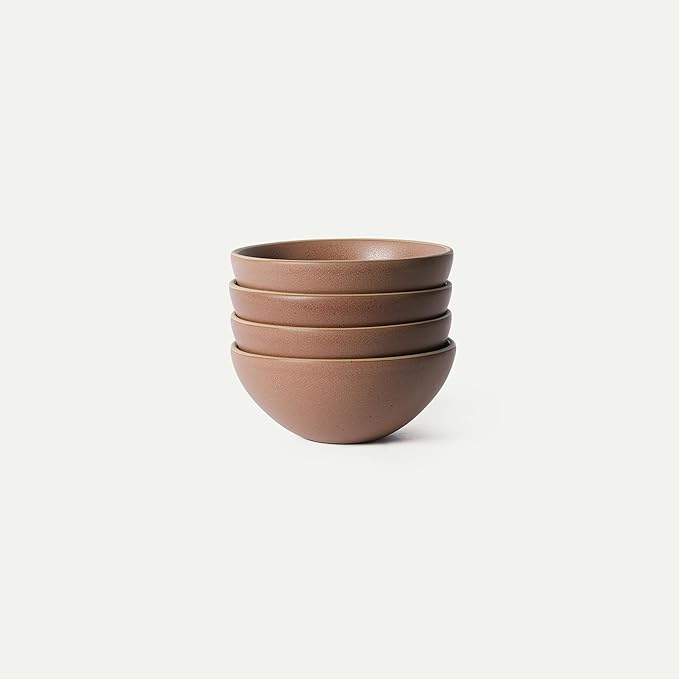 MORA Medium Bowls Set of 4, 28oz Ceramic Pottery Everyday Bowls - Microwave, Oven and Dishwasher Safe - Terracotta