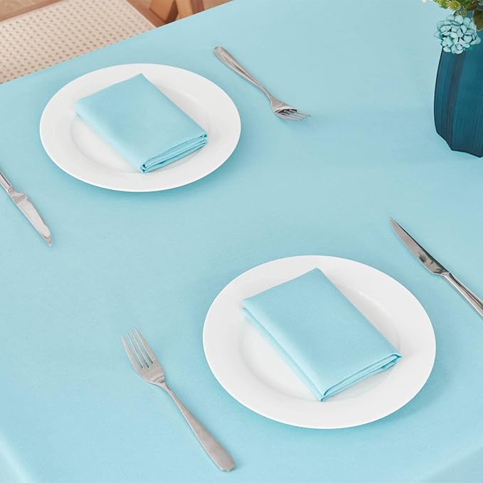 Rectangle Tablecloth Waterproof 52x70 inch Linen Textured Table Cloth Stain and Wrinkle Resistant Washable, Decorative Fabric Table Cover for Dining, Party and Camping, Aqua