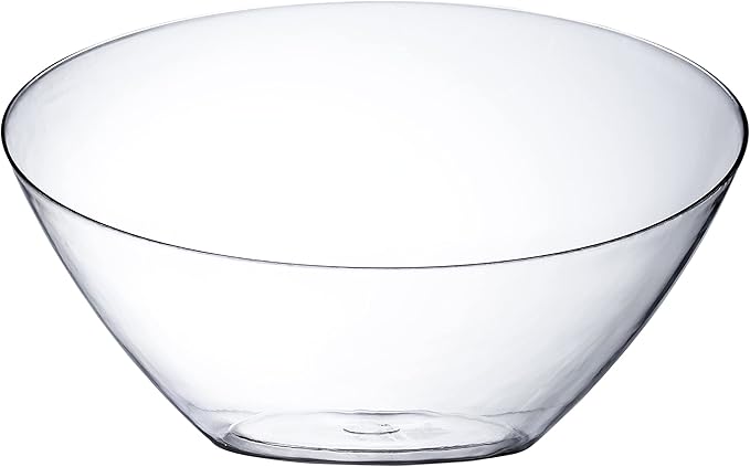Posh Setting - Clear Plastic Serving Bowls for Party Angled Bowls Disposable Chip Bowls Candy Bowls for Party Table Salad and Fruit Bowls for Party Wedding Serving Bowls-Clear, 54 OZ, 5 Pack