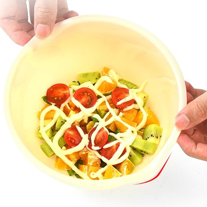BESPORTBLE 3pcs Mixing Bowls Set for Kitchen Multi-Function Stackable Salad and Noodle Bowls Sturdy Food-Grade Plastic for Daily Use and Entertaining Random Color
