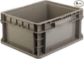 Hudson Exchange 12 x 15 x 7.5" (4 Pack) Straight Wall Handled Storage Container Tote, Gray/Brown