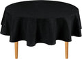 Hiasan Black Round Linen Tablecloth 60 Inch - Wrinkle and Stain Resistant Washable Polyester Fabric Table Cloth for Dining Room Kitchen Party