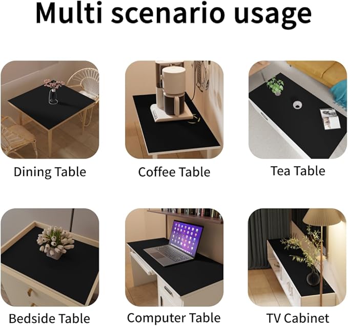 Leather Table Cover,1.8mm Thick,17x54 Inch Desk Cover,Dresser Cover Top,Dresser Protector Top,Dresser Cover,End Table Cover.(Black+Black,17x54)