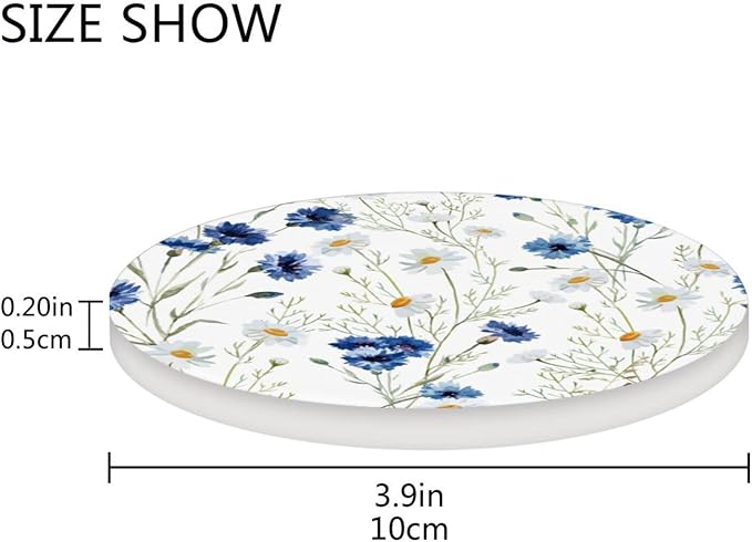 Coasters for Drinks Cup Coasters for Coffee Table Desk Cup Mat Cork Backing for Coasters Round Home Decor Daisy