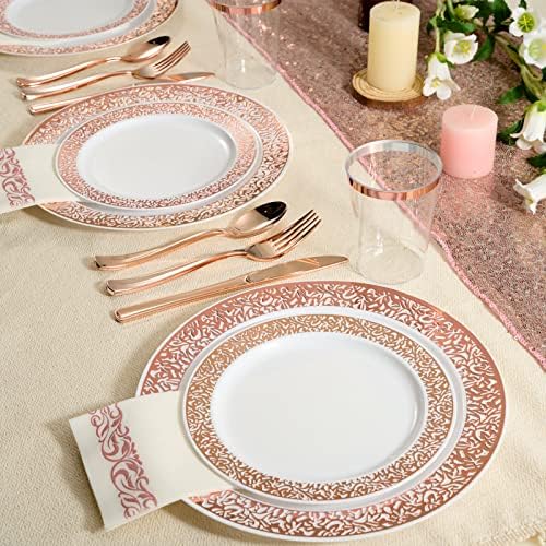 FOCUSLINE 350 Pieces Rose Gold Dinnerware Set for 50 Guests - Image 6