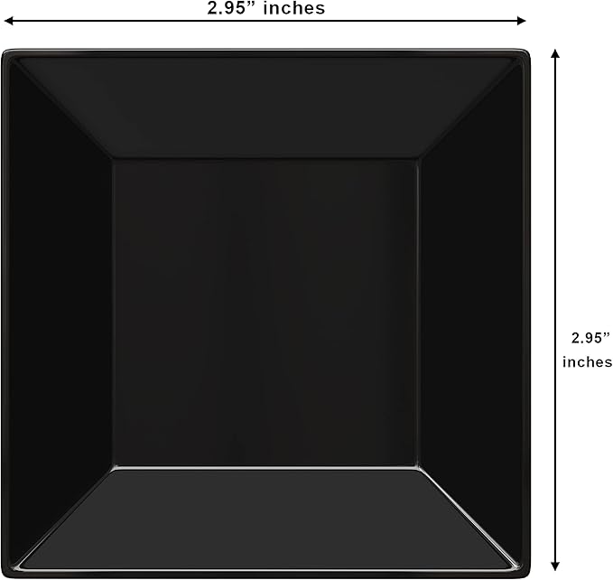 Exquisite Mini Disposable Appetizer Plates - 200 Pack 2.95" x 2.95" Black Plastic Dessert Plates - Elegant Design for Weddings, Birthdays, and Formal Parties - Stackable and Convenient - BPA Free