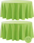 Fokitut 2 Pack Waterproof Round Tablecloth, 120 Inch, Stain Resistant and Wrinkle Polyester Table Cloth, Fabric Table Cover for Kitchen Dining, Wedding, Party, Holiday Dinner-Apple Green