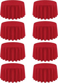 8 Pack Red Round Tablecloth 90 Inch Valentine’s Day Red Table Cloth, Washable Polyester Fabric Stain and Wrinkle Resistant Table Cover for Party Wedding Buffet Dining Banquet Anniversary