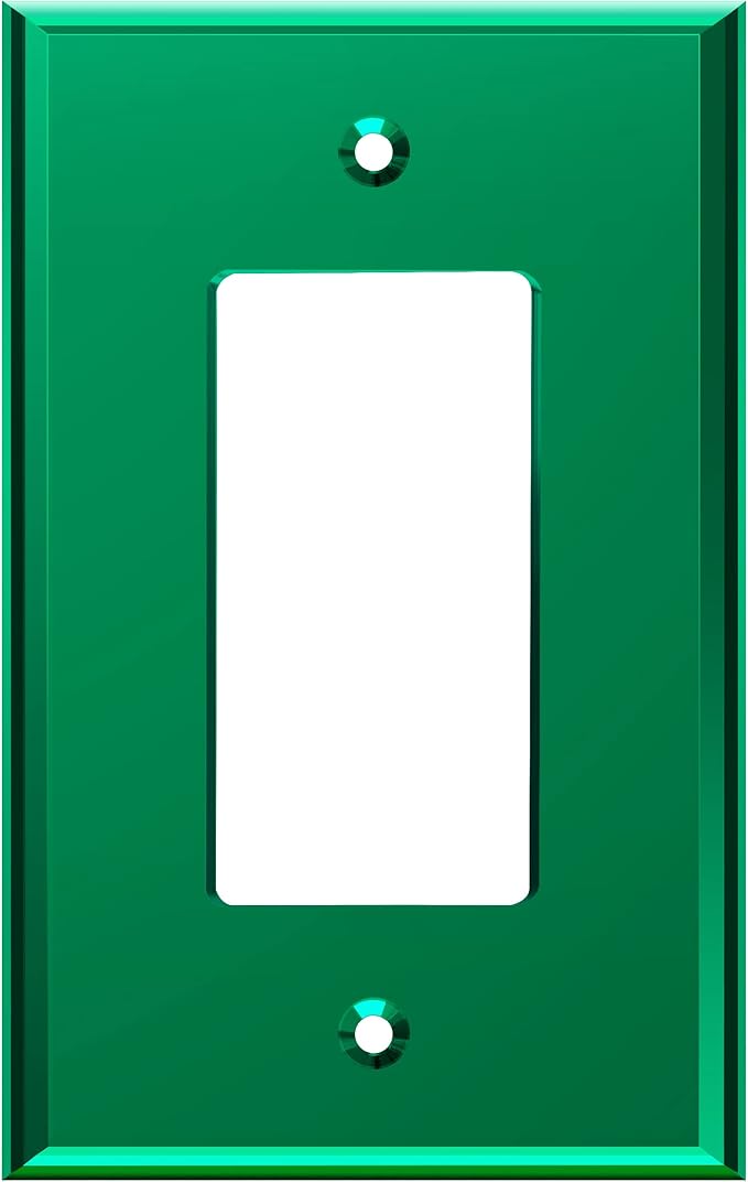 LIDER Decorator Wall Plate, Temperature/Impact Resistant, Mirrored, Plexiglass Outlet/Light Switch Cover, Acrylic glass, Reflective Finish, Modern Upgrade, Oversized 1-Gang 5.25" x 3.44", Green
