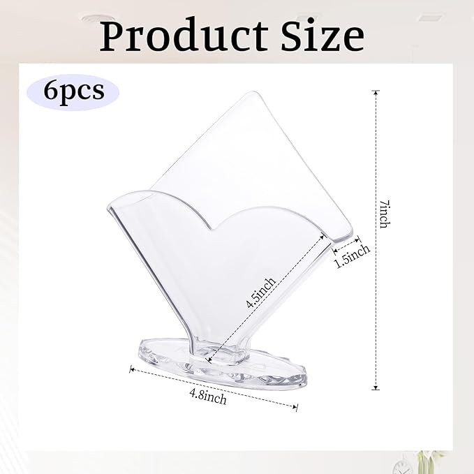 6 Pack Napkin Holder Acrylic Cocktail Napkin Holder for Bathroom Kitchen Dining Table, Coffee Filter Holder Hotel Restaurant décor, Clear