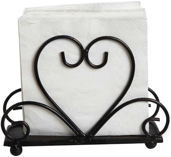 Metal Table Napkin Holder Freestanding Tissue Dispenser (Black)