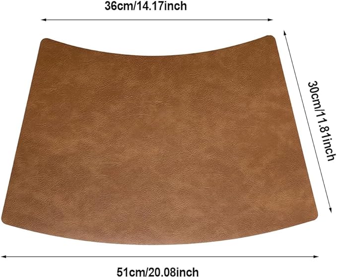 Leather Round Table Washable Placemats, Black Thick Faux Leather Heat Resistant Wedge Table Placemat, Waterproof Non-Slip Easy to Clean Place mat for Kitchen Coffee Dining Room Table Set of 6