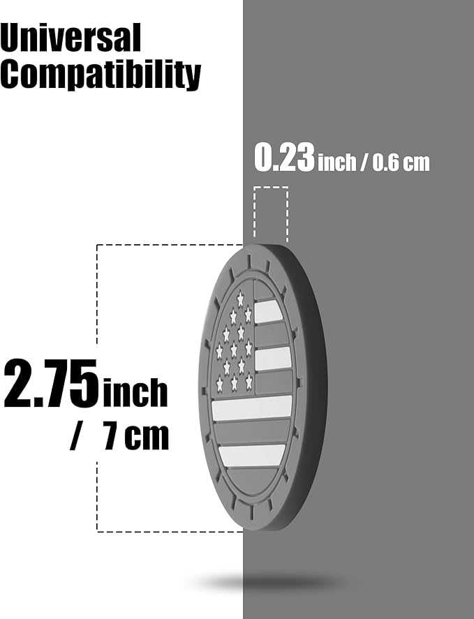 4 Pack Car Cup Coasters, Universal American Flag Non-Slip Silicone Cup Holder Inserts, Car Interior Accessories, Grey