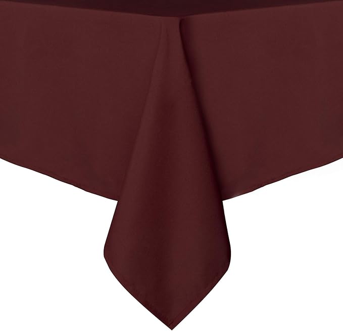 sancua Rectangle Tablecloth - 70 x 70 Inch - Stain and Wrinkle Resistant Washable Polyester Table Cloth, Decorative Fabric Table Cover for Dining Tables, Buffet Parties and Camping, Burgundy