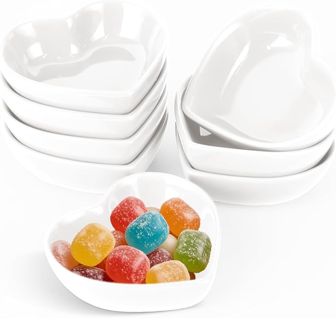 8PCS 3.2inch Heart Shaped Bowl Heart Bowl For Candy Lovers, Office Desk Decor, Home Snack Display, Valentine'S Day, Wedding Celebrations, Birthday Parties,Family Kitchen Use