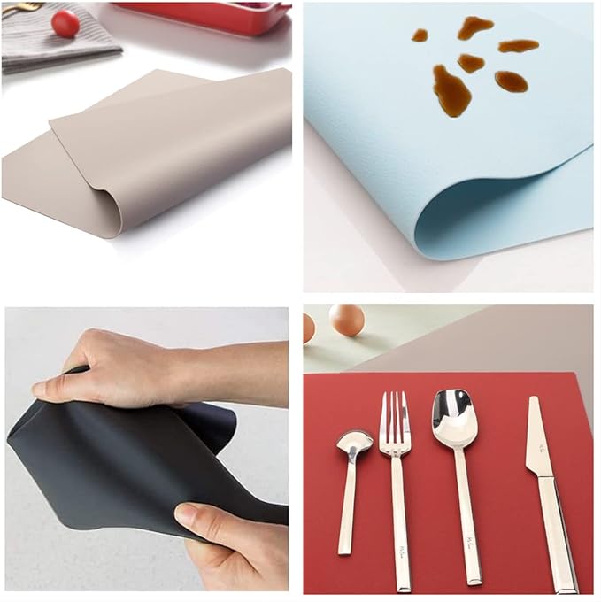 IYYI Silicone Placemats, Placemats for Kids, Placemats Set of 4, Waterproof Heat Resistant Non-Slip Table Mats for Dining Table, Easy to Clean