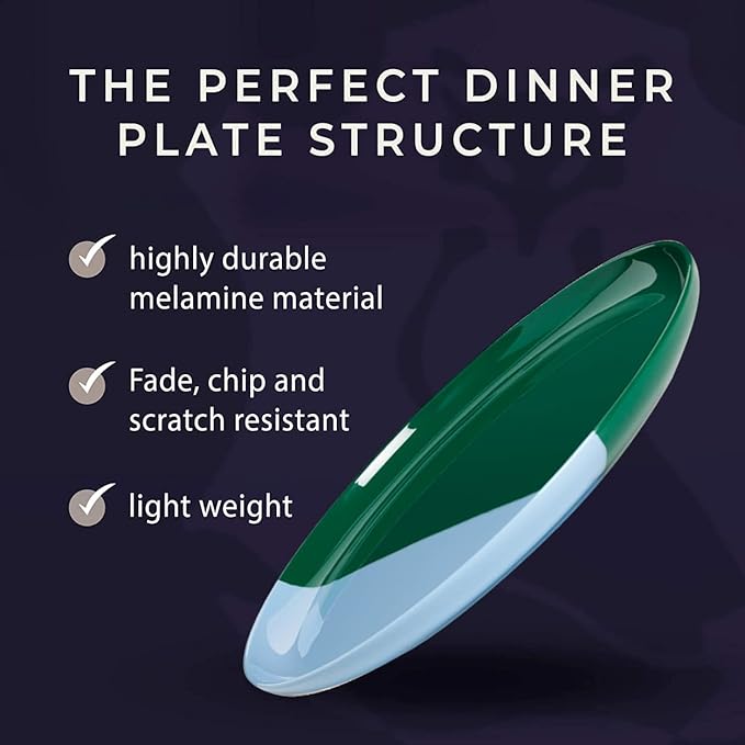 Thomas Fuchs Creative 1/2 & 1/2 Melamine Side Plates Set of 4, Chip and Break-Resistant, Durable Salad Plates, Kid-Friendly Dessert Plates for Indoor and Outdoor, Dishwasher Safe, Green/Sky Blue