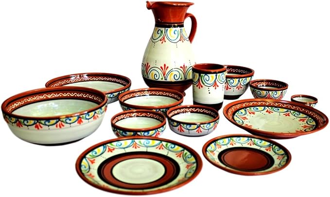 Cactus Canyon Ceramics Spanish Terracotta 5-Piece Small Tapa Plate Set, White…