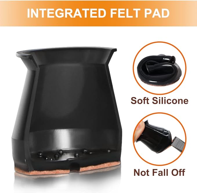24 Pcs Chair Leg Floor Protectors for Hardwood Floors Silicone Covers to Protect Wood Tile Floors Felt Bottom Furniture Leg Caps Anti-Scratch Reduce Noise (Fit:0.9"-1.29")