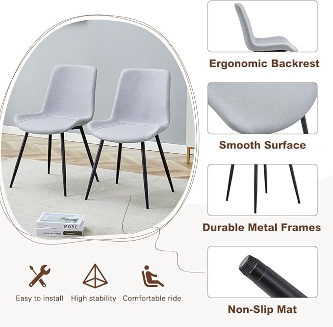 Round Dining Table Set for 6｜42"-54" Extendable Dining Room Table Set｜Wooden Kitchen Table with 6 Chairs｜Mid Century Modern Dinner Table Set with Cross Legs｜Easy Assembly｜Space Saving