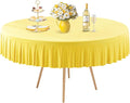 1 Pack Yellow Spandex Round Tablecloth - 5FT Fitted Table Cover with Skirt for 60 inch Table, Wrinkle Free for Wedding Party Dining Banquet