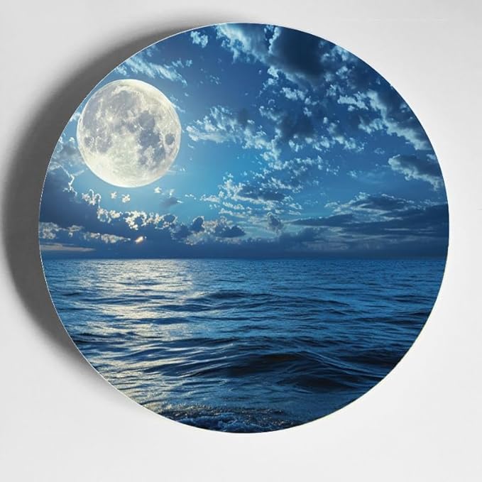 Decorative Ceramic Plates 10'' with Display Stand Serene Wolf Tree Perfect for Wall Hanging Home and Office Decor DP-842388956
