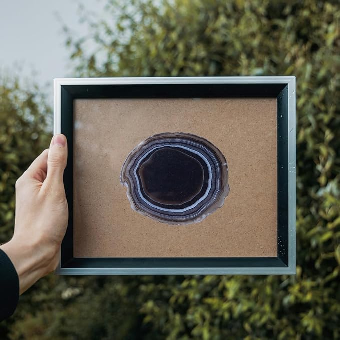 Black Agate Slices Geode Coasters Set of 4 with Rubber Bumpers - Unique 4-5 Inch Dyed Stone Drink Crystal Coasters Bulk for Home Decor, Coffee Table, Bar Accessories