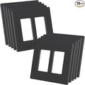 AIDA 2-Gang Decorative Wall Plates, 4.88" H x 4.94" L - Unbreakable Thermoplastic Faceplate Cover for Outlets and Switches, UL Listed - (10 Pack, Matte Black)