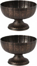 2 Pcs Distressed Black Bronze Compote Vase for Centerpieces Compote Bowl 8'' Wide Vintage Decorative Antique Urn Planter Vase for Wedding Event Anniversary Party Indoor Outdoor Activity