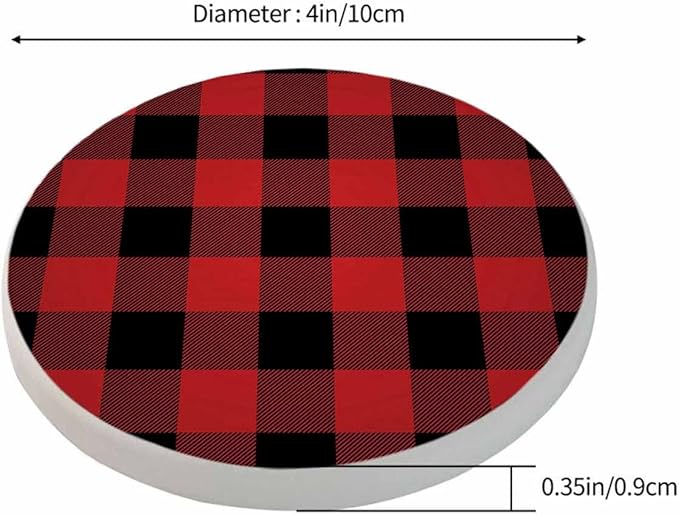 Lumberjack Plaid Pattern Coasters for Drinks 2 Pack Classic Black and Red Buffalo Plaid Tabletop Protection Kitchen and Coffee Table Décor & Accessories,Set of 2