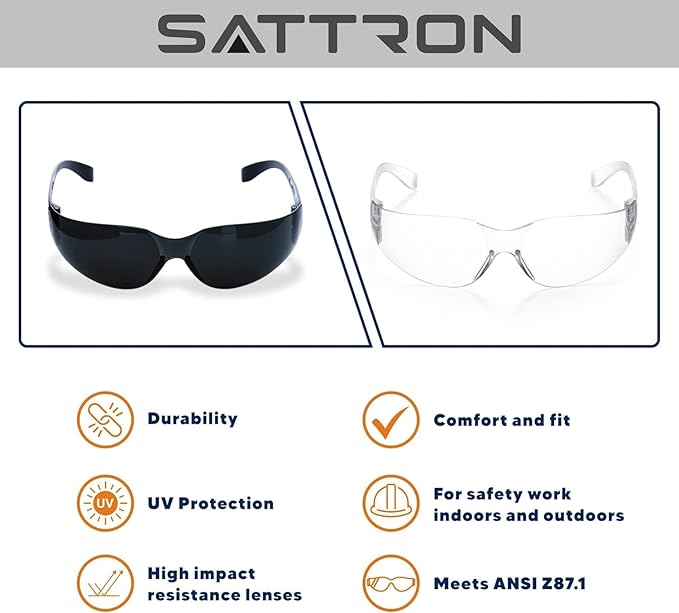 100 Pack of Clear Safety Glasses, Scratch & Impact Resistant ANSI Z87.1 Protective Eyewear, Ploycarbonate Lenses or Women Men Safety Sunglasses for Construction, Outdoor Work & Shooting Ideal for Lab