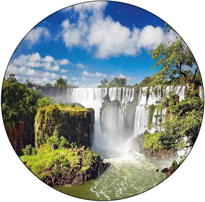 Round Tablecloth, Landscape Tablecloth for Side Table, Majestic Waterfall River Argentinean Falls Natural, Fit Round Tables 44inch Diameter, for Restaurant Picnic Indoor and Outdoor Use, Multi