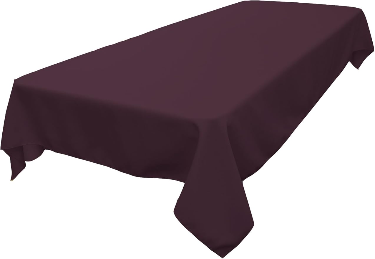 LA Linen Polyester Poplin Washable Rectangular Tablecloth, Stain and Wrinkle Resistant Table Cover 60x84, Fabric Table Cloth for Dinning, Kitchen, Party, Holiday 60 by 84-Inch, Eggplant
