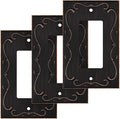 French Cabriole Decorative Wall Plate Switch Plate Outlet Cover (Single Decorator, 3 Pack, Aged Bronze)