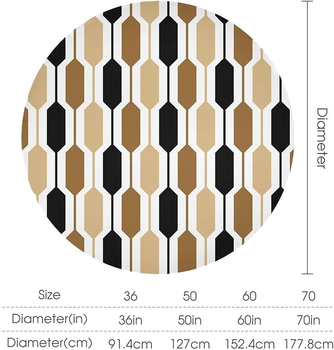 Abstract Boho Geometric Round Tablecloth, Mid Century Modern Geometric Art Retro Print Tablecloth for Home Party Dining Room Kitchen Decor 60Inch(152cm)