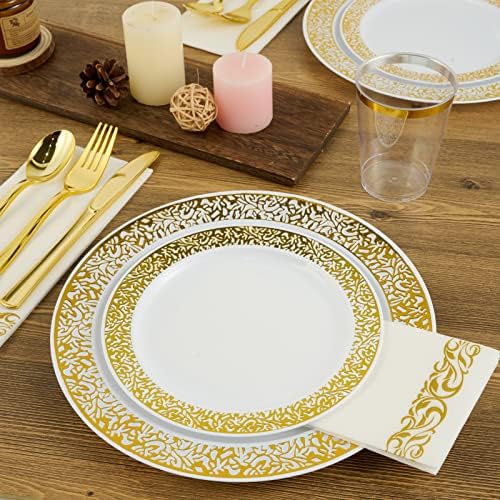 FOCUSLINE 350 Pieces Gold Dinnerware Set for 50 Guests - Image 6