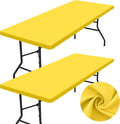 homing 2 Pack Rectangle Table Cloth, Elastic Fitted Fabric Tablecloth Fits for 4 Foot Folding Tables, Washable Table Cover for Picnic, Camping, Indoor & Outdoor (Yellow, 24" x 48")