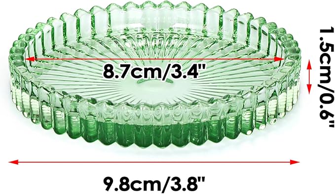 JUXYES 5 Pack Clear Green Crystal Coasters Round Cup Mat, Glass Coasters for Drinks Coffee Tea Wine, Decorative Wine Bottle Coaster, Crystal Drink Coasters for Restaurant bar Kitchen Dining Table