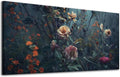 ADJUVANT Wall Art Impressionist Floral 48"L x 24"W, Dark Toned Blossoms With Lush Foliage Canvas Painting Enchanting Flowers Artwork Prints Floral Wall Decor for Living Room Bedroom Study Home Office
