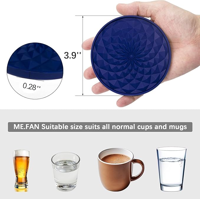 Coasters [6 Pack] with Holders Drink Silicone Coasters, Table Cup Mat, for Hot or Cold Drinks Thickened, Non-Slip, Non-Stick, Deep Tray Grey