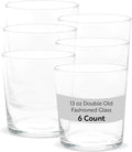 Restaurantware Sumi 12.5 Ounce Double Old Fashioned Glasses Set of 6 Fine-Blown Scotch Glasses - Tempered Dishwasher-Safe Glassware Clear Glass Whiskey Glasses Serve Cocktails and Liquors