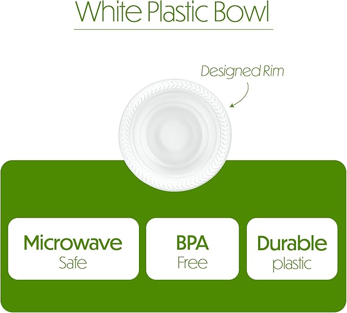 PLASTICPRO 400 PCS White Plastic Bowls 5 oz Premium Quality Light Weight Dishes Disposable Small Plastic Bowls for Dessert Appetizers Soups for Parties Weddings