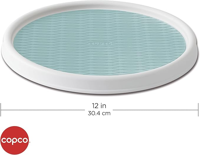 Copco 5234754 Non-Skid Pantry Cabinet Lazy Susan Turntable, 12-Inch, White/Aqua