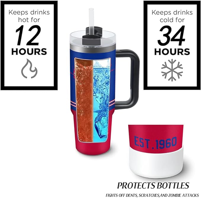 Buffalo 30 oz Tumbler with Handle and Straw,Car cup,Coffee Mug,100% Leakproof Insulated Tumbler with Lid and Straw,Made of Stainless Steel,Cup Holder Friendly Base,Classic Collection Gifts for Fans