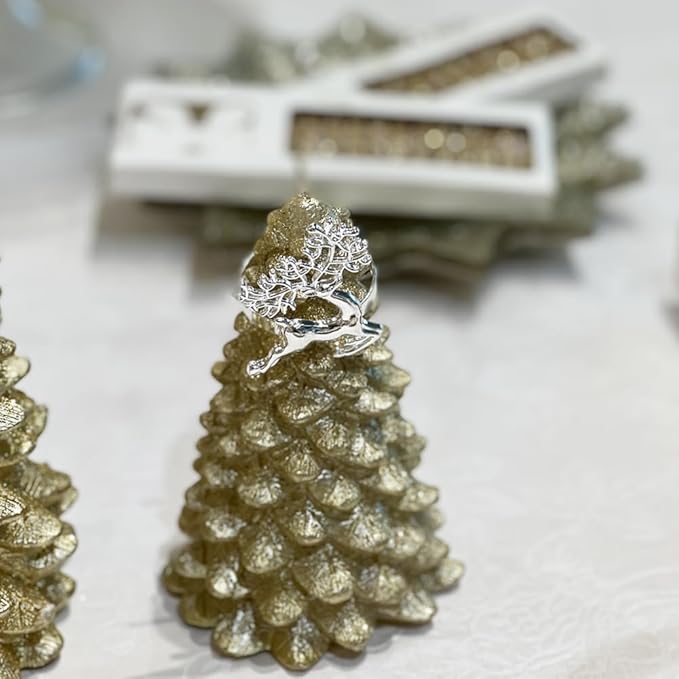[New Napkin Rings Set of 8 Siliver Set of 8 Napkin Rings Christmas, Holidays, Thanksgiving (Deer-5)