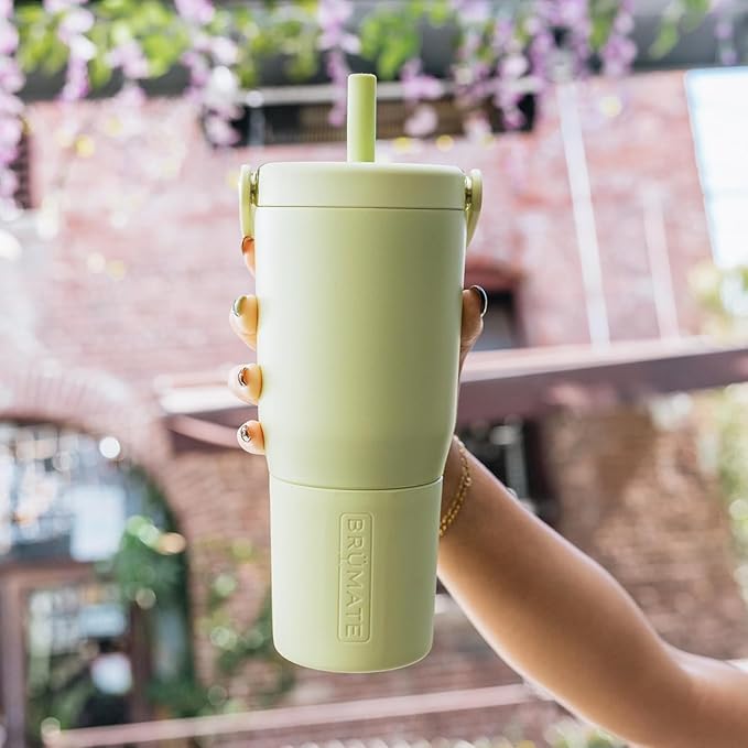 BrüMate Resa 25oz 100% Leakproof Travel Tumbler with Handle & Straw | Flexible SoftSip Straw | Silicone Sleeve for Durability | Stainless Steel | Cup Holder & Travel Friendly Water Bottle | (Juniper)